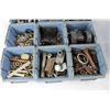 Image 5 : Milk Crate w/ (16) Plastic Stacking Trays w/ Contents, Various Bolts, Bushings, Misc.