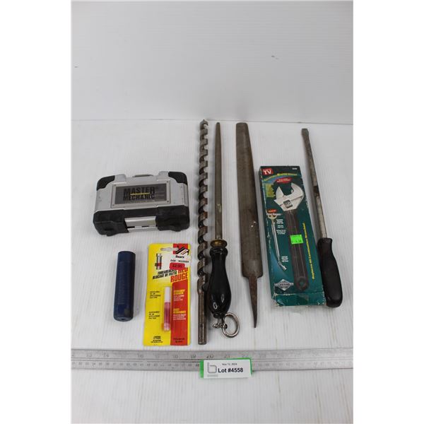 Various Tools, Master Mechanic Drill Bit Set- Missing Bits, Files/ Drill Bits, Misc.