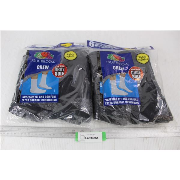 (2) Packs Of Fruit Of The Loom Men's Socks, 6 Per Pack- NIB