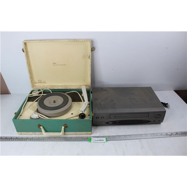 General Electric VHS Player- As Is , Electrohome Suitcase Style Record Player- As Is
