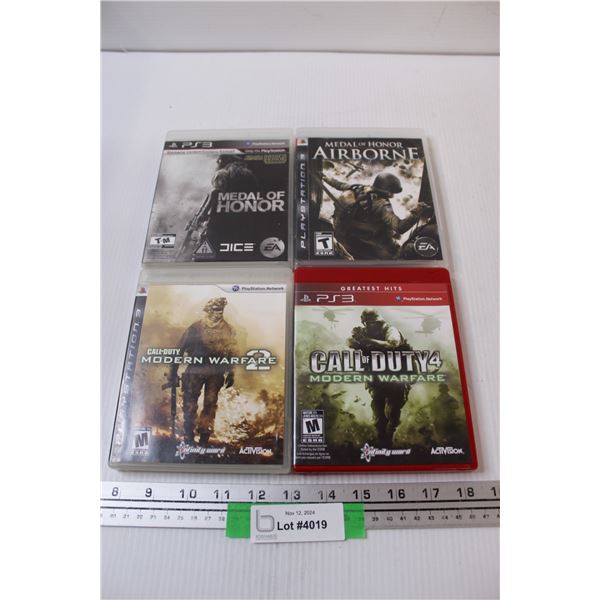 (4) PlayStation 3 Video Games: Medal of Honor, Airborne, Call of Duty 2 & 4