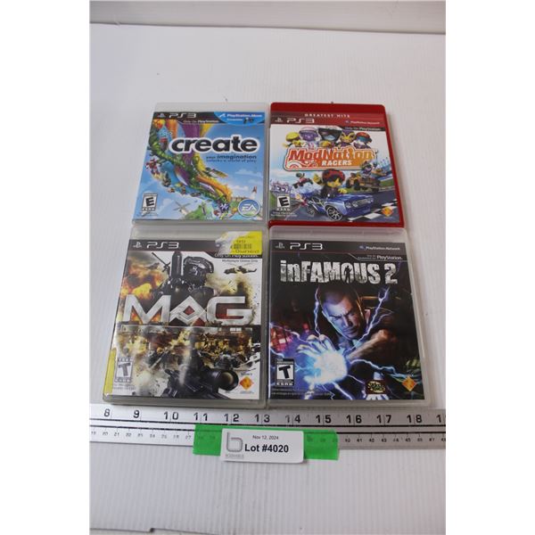 (4) PlayStation 3 Video Games: Create, ModNation, Infamous, MAG