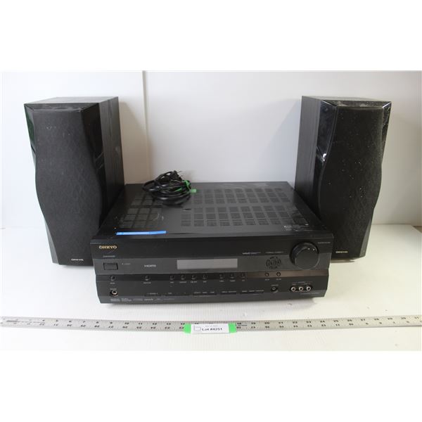 Onkyo Audio System With 2 Speakers (Powers On)