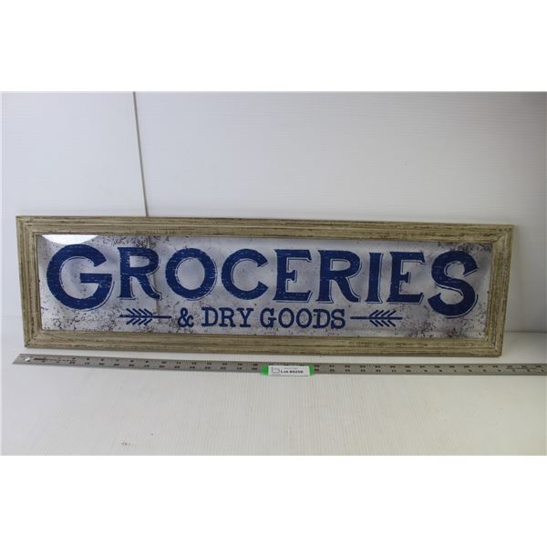 Wall Art "Groceries & Dry Goods" Framed Glass 33" x 9"