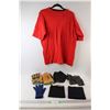 Image 1 : Mittens, Work gloves, Hat, (2) Neck Warmers, Red XL T Shirt