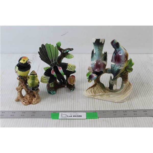 (3) Porcelain Bird Decorations