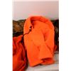 Image 3 : Camo Burlap, Neon Orange Fabric Jacket Hood and Gloves