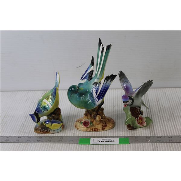(3) Porcelain Bird Decorations