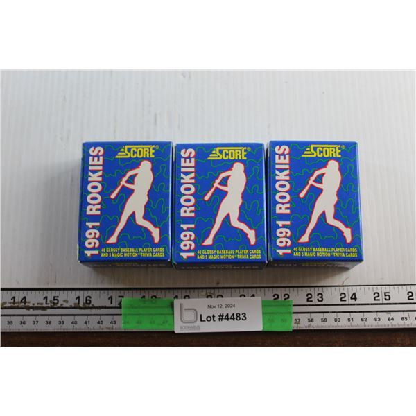 (3) Packs of Score 1991 Rockies 40pc Glossy Baseball Player and 5 Magic Motion Trivia Cards