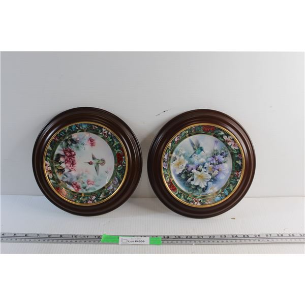 (2) Framed Floral Plate Wall Decor 10''
