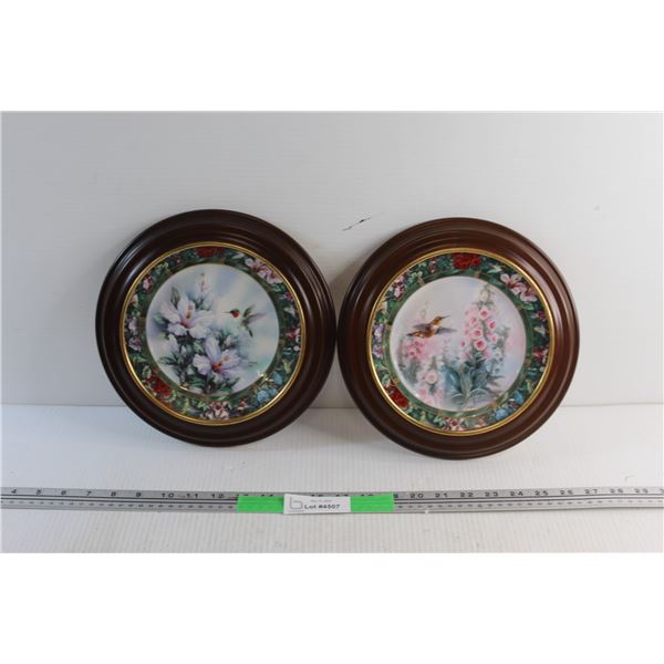 (2) Framed Floral Plate Wall Decor 10''