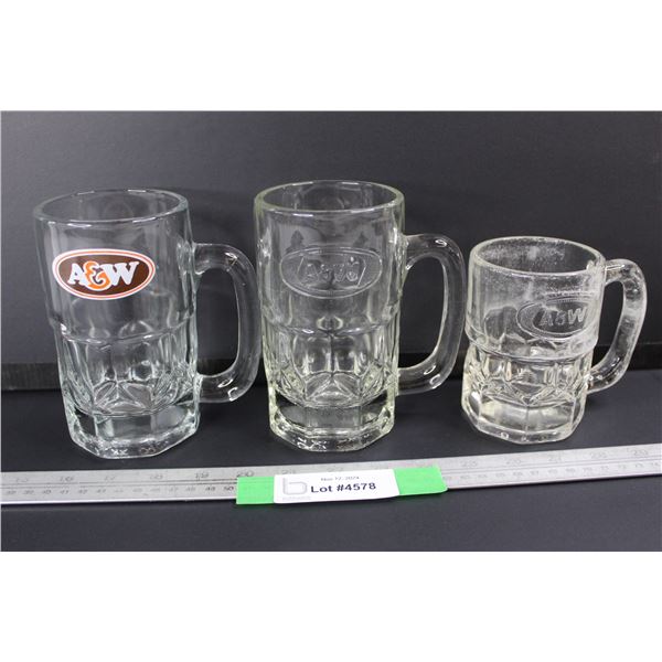 (3) Vintage A&W Root Beer Mugs