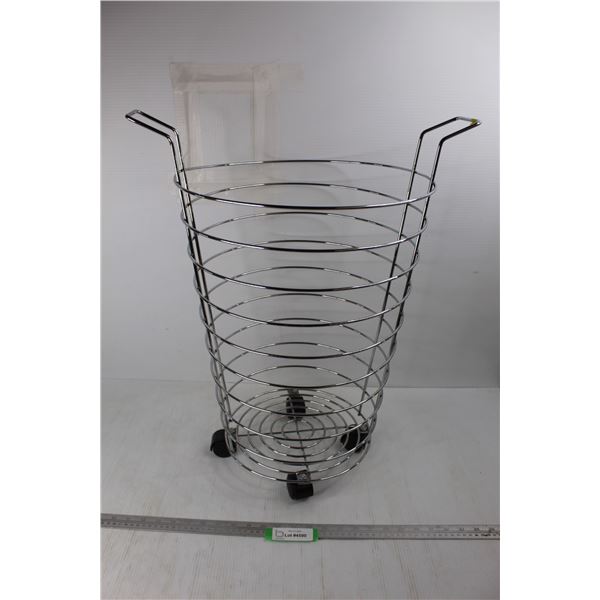 Stainless Steel Round Laundry Hamper/ Bin- 15'' x 21.5''