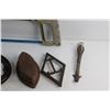 Image 5 : Stove Lifter, Vintage Sad Iron, Horse Shoe, Hack Saw and a Trivet