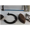 Image 6 : Stove Lifter, Vintage Sad Iron, Horse Shoe, Hack Saw and a Trivet