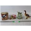 Image 1 : (2) Ceramic Bird Decorations, Ceramic Duck, Ceramic Cream Cup