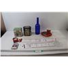 Image 1 : (2) Coca Cola Tins, Glass Bottle, Coca Cola Santa Cookies and Milk Plate, (2) Decks of Cards - As Is