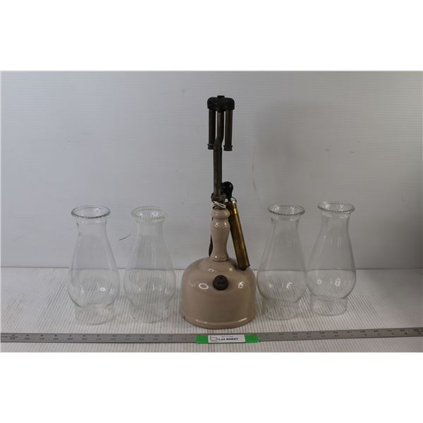 kerosene Lamp, (4) Chimneys