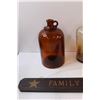 Image 2 : (2) Brown Jugs (1) Clear Glass Jug, Family is Everything Wood Sign - 36" Long