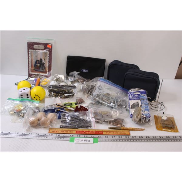 Coca Cola Ruler, Recipe Holder, Stress Balls, Hinges, Handles, Misc.