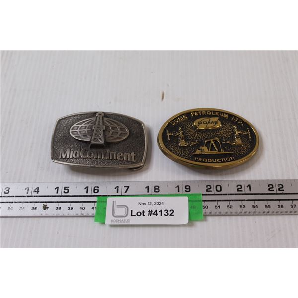 (2) Belt Metal Buckles: Midcontinent & Dome Petroleum