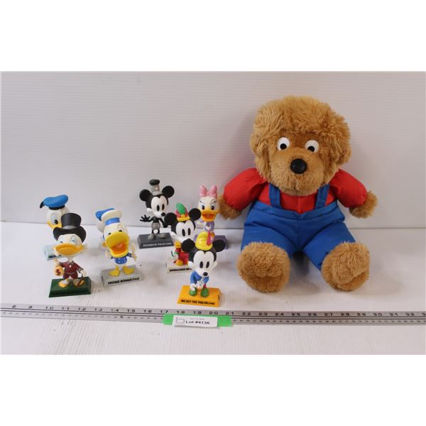 (8) Mickey Mouse Character Bobble Heads - Assorted -& Brother Berenstain Bears Stuffy