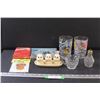 Image 1 : Hippo Salt & Pepper Shaker & Toothpick Set on Tray, (2) Disney Glasses, Knicks Vinyl Stick on, Misc.
