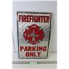 Image 1 : Metal Sign - "Firefighter Parking Only" 18" x 12"