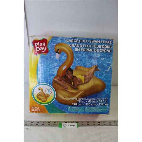 Play Day Large Gold Swan Float (NIB)