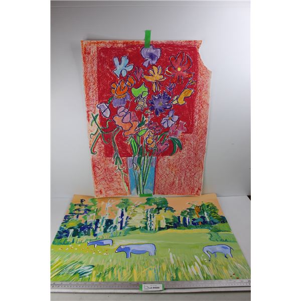 (2) Paintings/ Drawings By Donna E. Crawford- Both 22'' x 30''