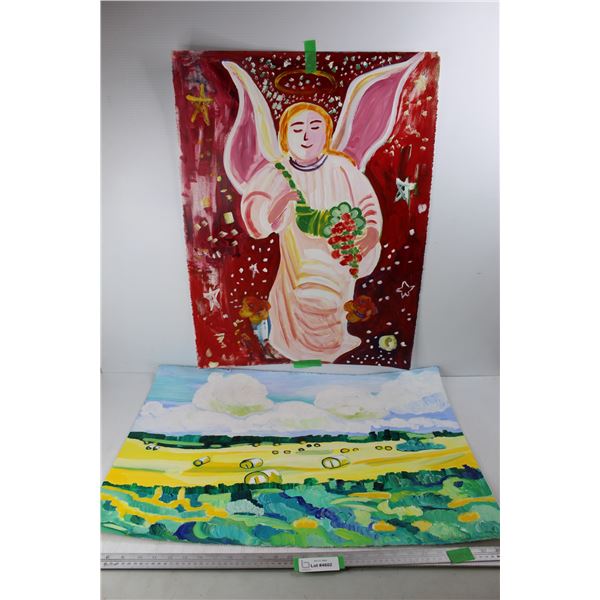 (2) Paintings/ Drawings By Donna E. Crawford- Both 22'' x 30''