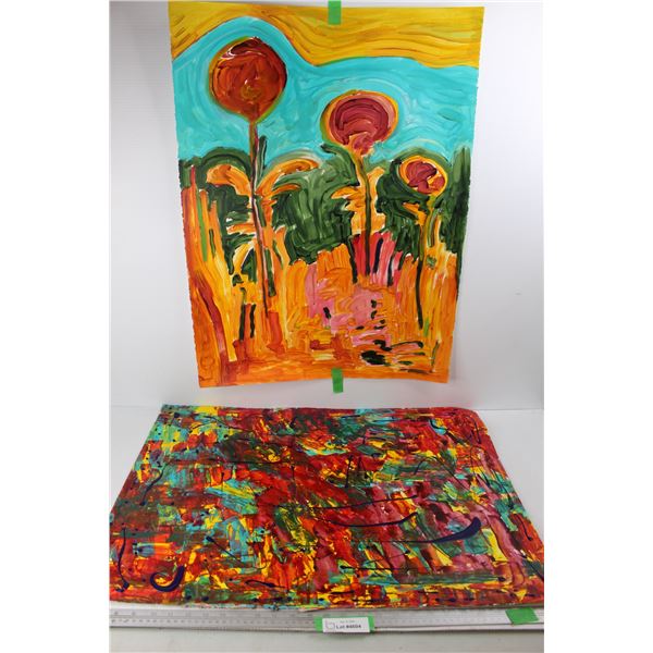 (2) Paintings/ Drawings By Donna E. Crawford- Both 22'' x 30''