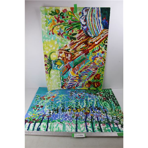 (2) Paintings/ Drawings By Donna E. Crawford- Both 22'' x 30''