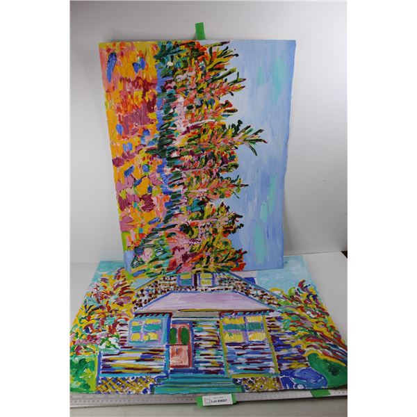 (2) Paintings/ Drawings By Donna E. Crawford- Both 22'' x 30''