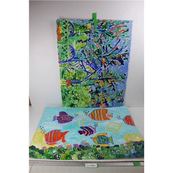 (2) Paintings/ Drawings By Donna E. Crawford- Both 22'' x 30''