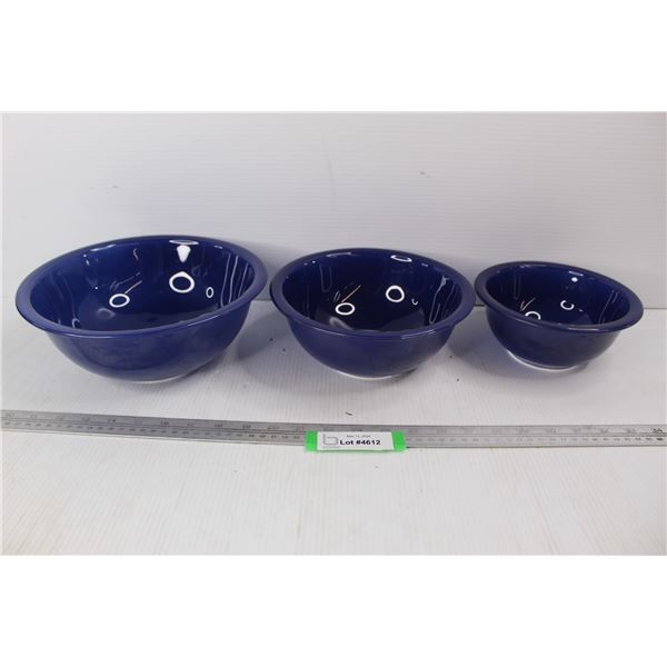 (3) Blue Glass Pyrex Mixing Bowls
