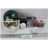 Image 1 : Various Golf Balls, Dunlop, Misc., Miniature Saskatchewan Rough Riders Football Helmet
