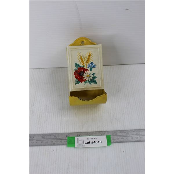 Vintage Wall Hanging Flowered Matchbox Holder