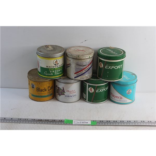 (7) Vintage Tobacco Tins - Black Cat, Spud and MacDonald