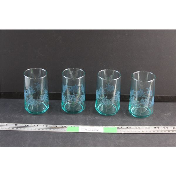 (4) Turquoise Glass Glasses