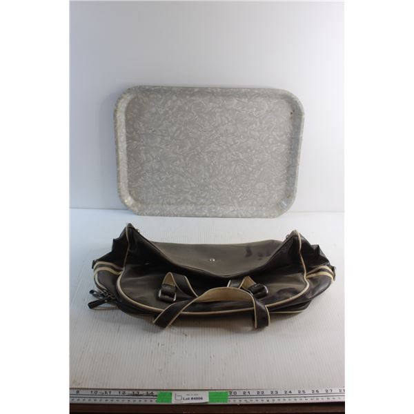 Vintage Luggage Bag and a Serving Tray 22'' x 16''