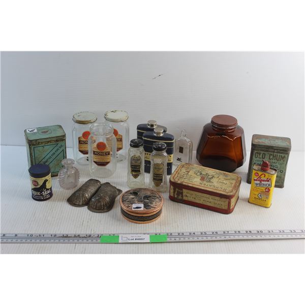 Vintage Tobacco Tins, Jars, Liquor Flasks and Misc.