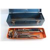 Image 2 : Metal Tool Box and Assorted Tools - Nail Pullers, Chisels and Wrenches
