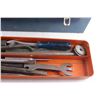 Image 3 : Metal Tool Box and Assorted Tools - Nail Pullers, Chisels and Wrenches
