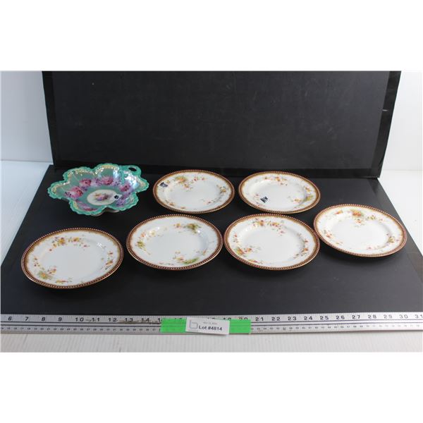 Candy Bowl and (6) Ceramic Plates 7''