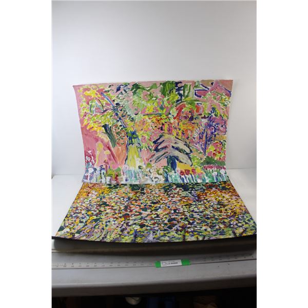 (2) Floral Painted Artworks By Donna E. Crawford- Both 22'' x 30''