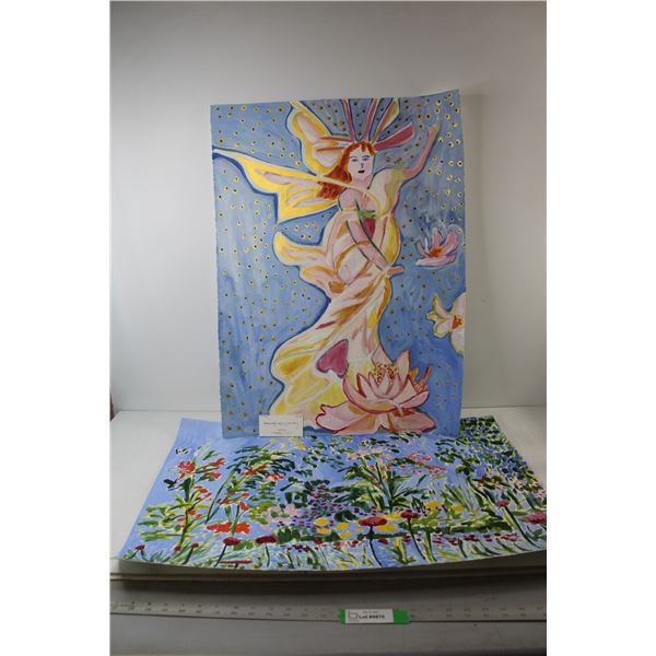 (2) Floral Painted Artworks By Donna E. Crawford- Both 22'' x 30''