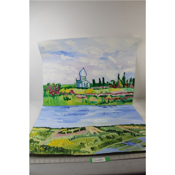 (2) Painted Artworks By Donna E. Crawford- Both 22'' x 30''