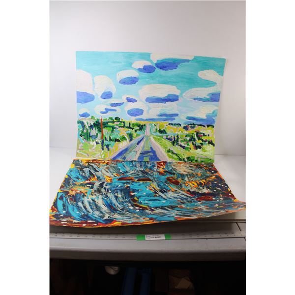 (2) Painted Artworks By Donna E. Crawford- Both 22'' x 30''