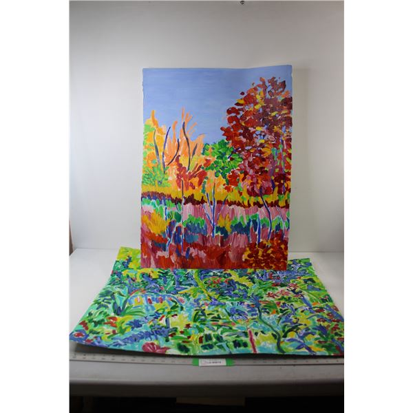 (2) Painted Artworks By Donna E. Crawford- Both 22'' x 30''